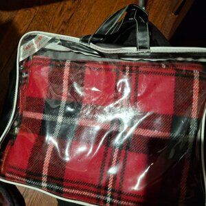 Throw/Blanket Wool Stewart Plaid with Plastic Carry Bag for Car